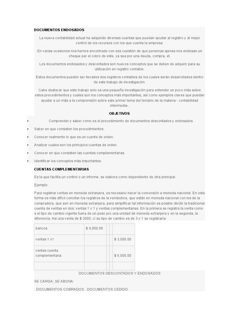 Documentos Endosados PDF Contabilidad Bancos