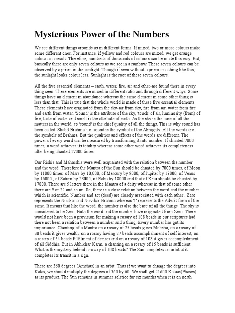 Mysterious Power of The Numbers | PDF | Water | Nature