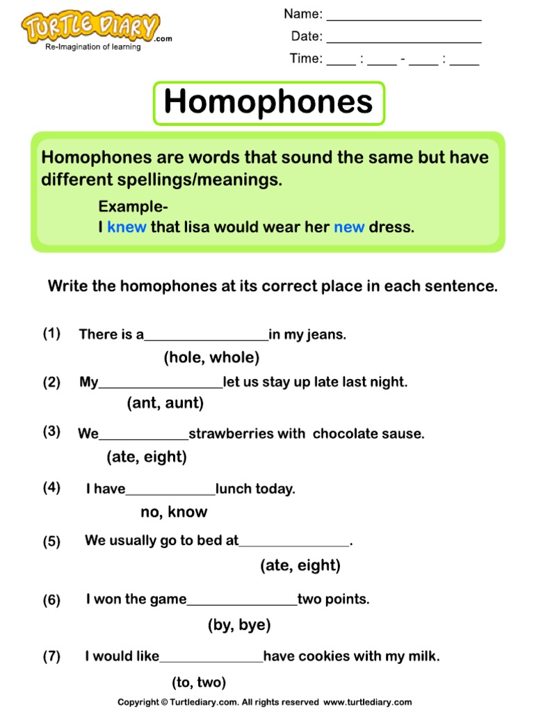 Choose The Correct Homophone 6 | PDF