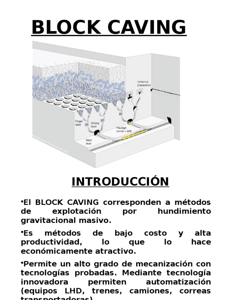 Método de Explotación Block Caving | PDF | Roca (geología) | Minerales