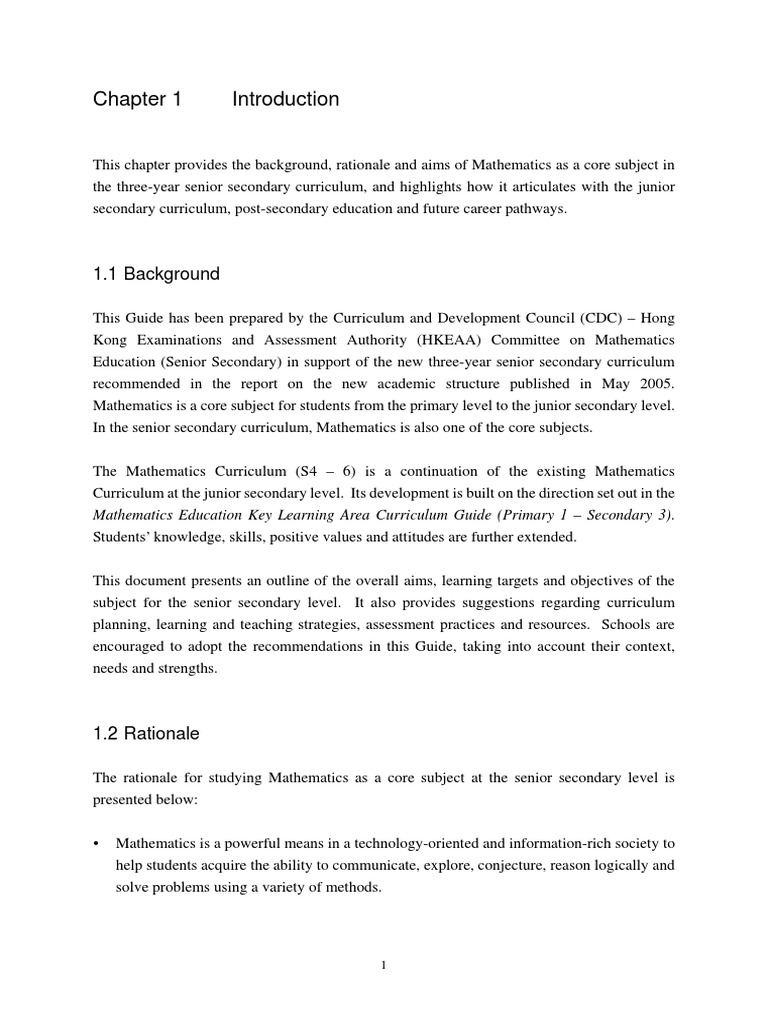 Senior Secondary Math Curriculum Guide | PDF | Curriculum | Teaching ...