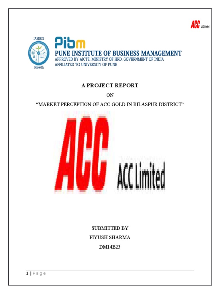 ACC Gold Market Perception in Bilaspur | PDF | Concrete | Survey ...