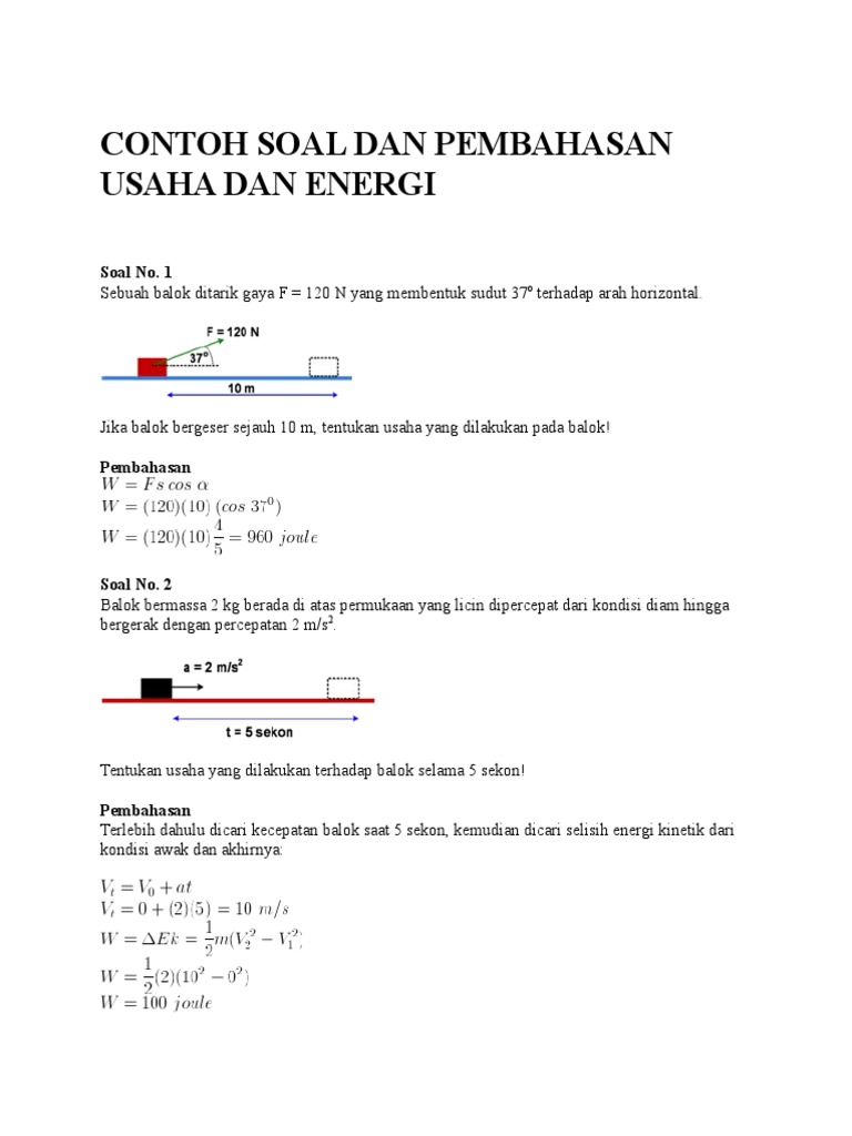 Contoh Soal Dan Pembahasan Usaha Dan Energi