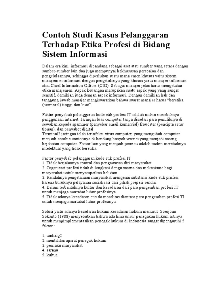 Contoh Makalah Penelitian Studi Kasus