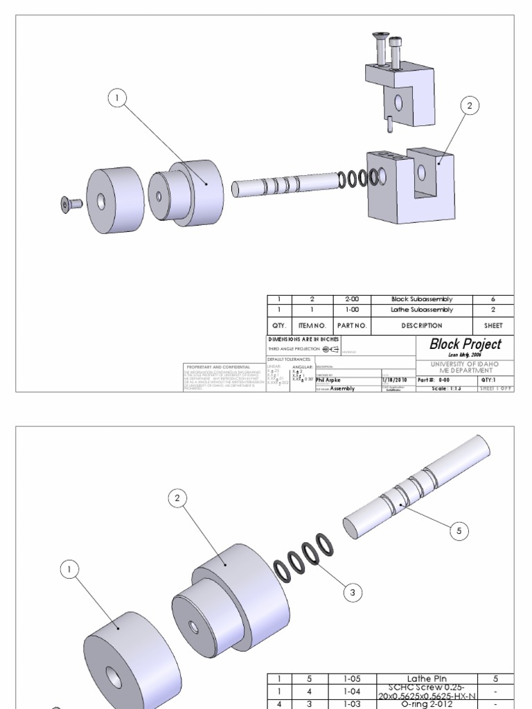 Lathe and Block Subassembly Drawings | PDF | Computer Aided Design