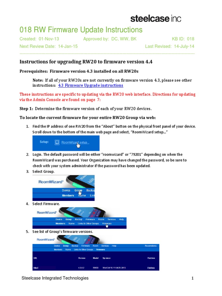 RW20 Firmware Update Guide 4.4 | PDF | Booting | Hyperlink