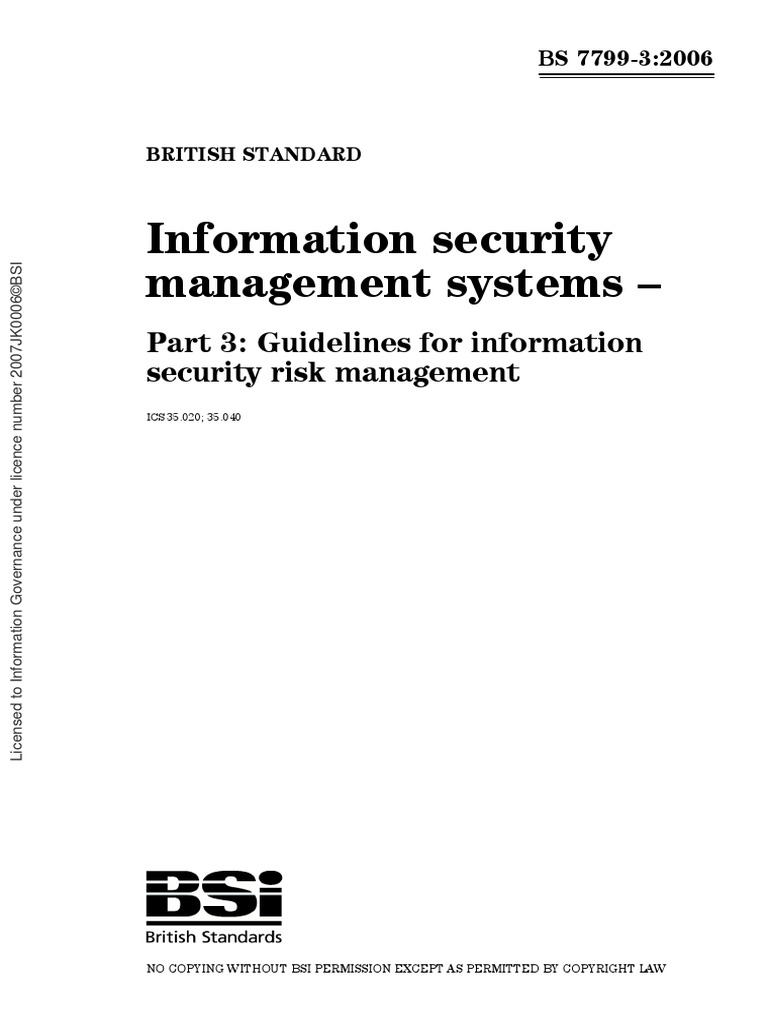 Bs 7799 3 2006 Open | PDF | Threat (Computer) | Vulnerability (Computing)