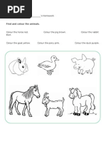 Colour The Animals Homework