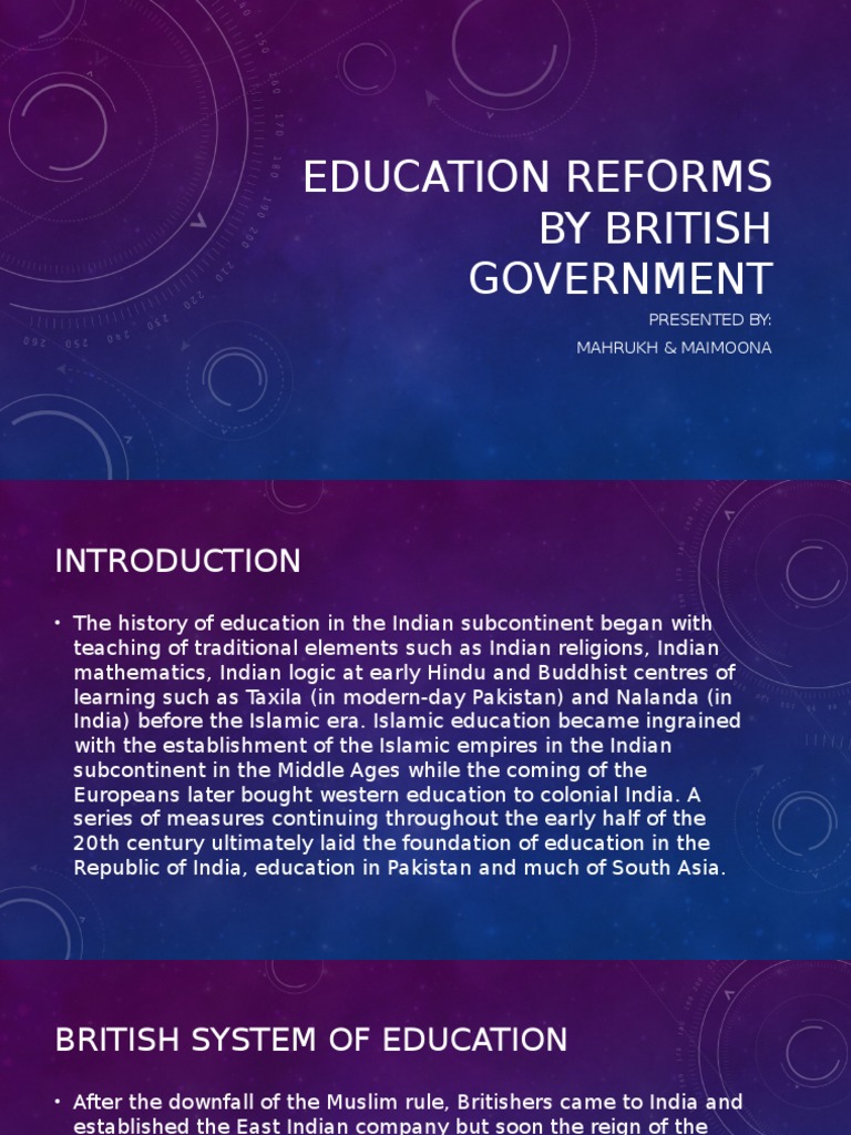Education Reforms by British Government | PDF | Indian Subcontinent ...
