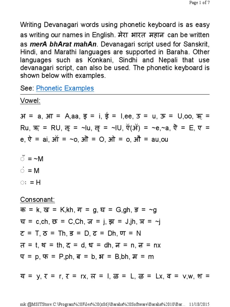 Baraha Phonetic Keyboard  Languages Of Asia  Languages Of India