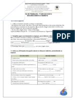 Ficha de Trabalho (Discurso Direto e Indireto)