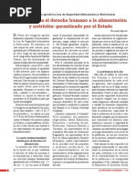 Ley confirma el derecho humano a la alimentación y nutrición