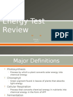 Energy Test Review: Biology 1 Unit 5