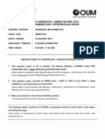 Sbma1403 Essential Mathematics Elementary Statistic Semester May 2013 Final Paper Oum Open University Malaysia