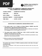 SBST1303 Elementary Statistic Semester January 2013 Final Paper Oum Open University Malaysia