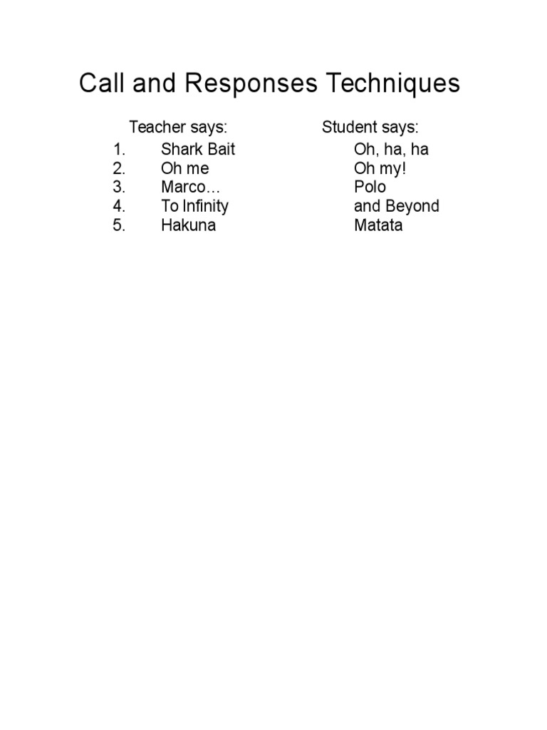 Call and Responses Techniques | PDF