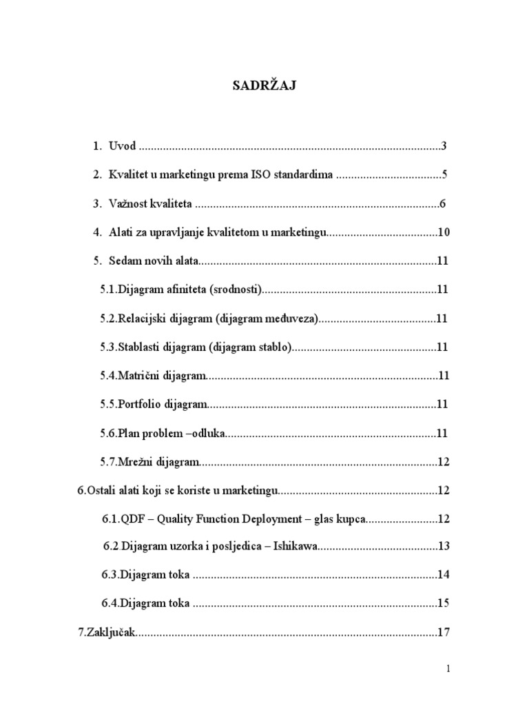 Alati Za Upravljanje Kvalitetom U Marketingu | PDF