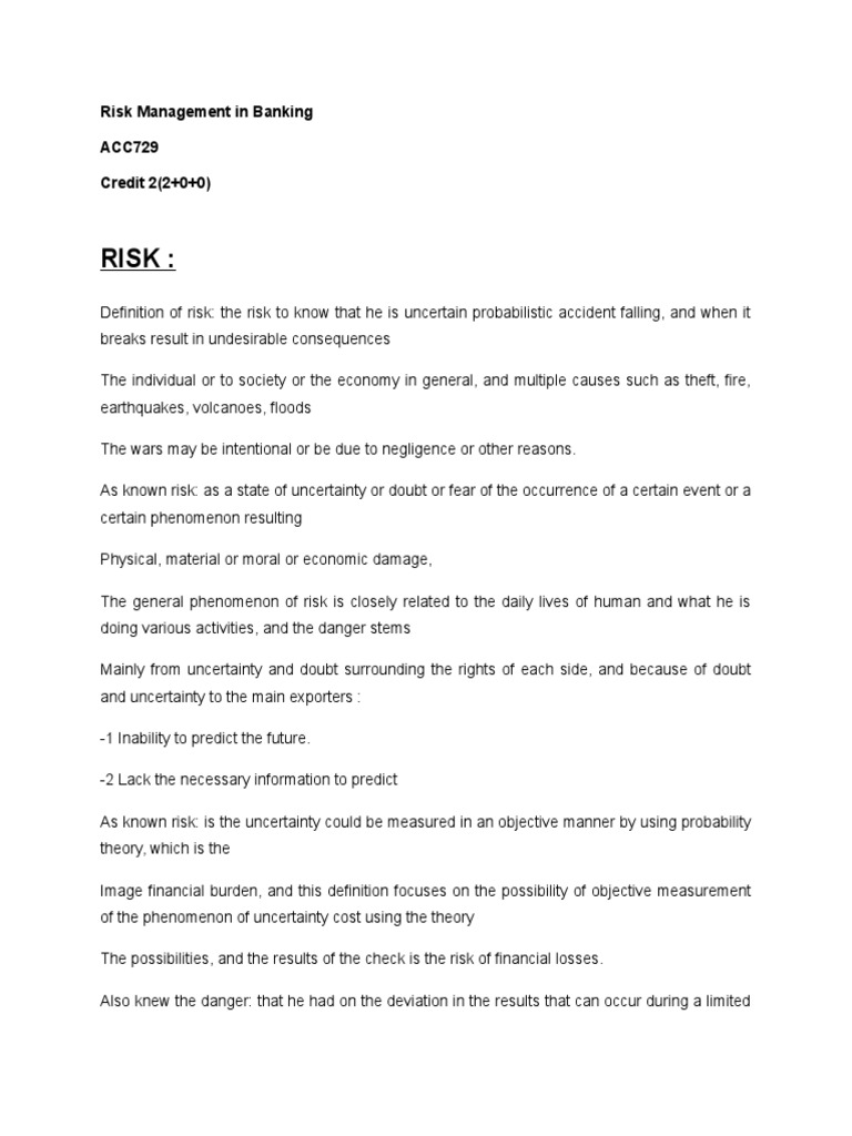Effective Risk Management in Banking | PDF | Finance & Money Management