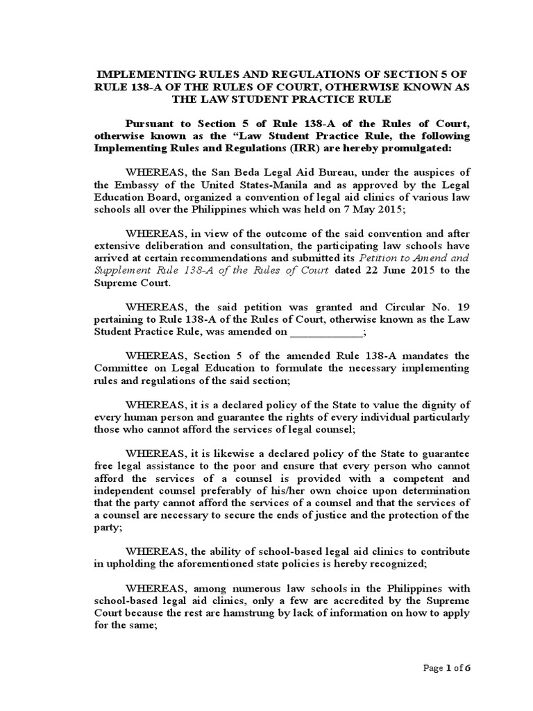Law Student Practice Rule Implementation Guide | PDF | Legal Education ...