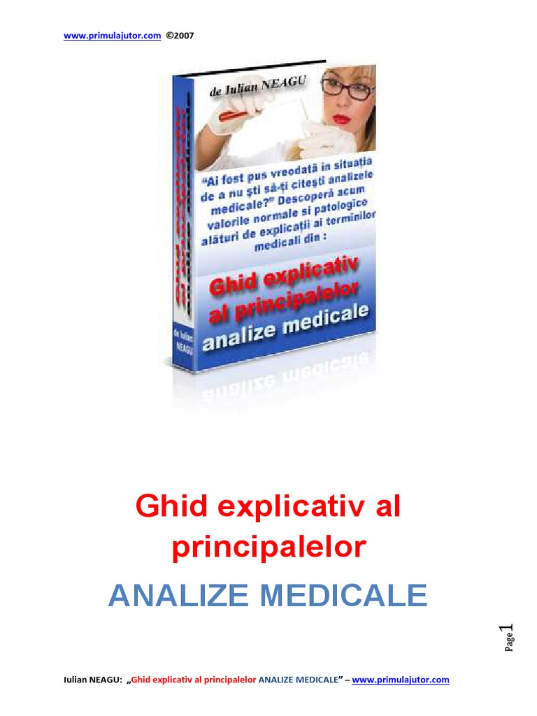 CARTE Ghid Explicativ Al Principalelor ANALIZE MEDICALE | PDF