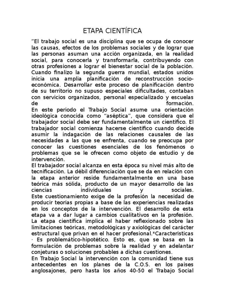 Etapa Científica Isabel Trabajo Social Ciencia (general)
