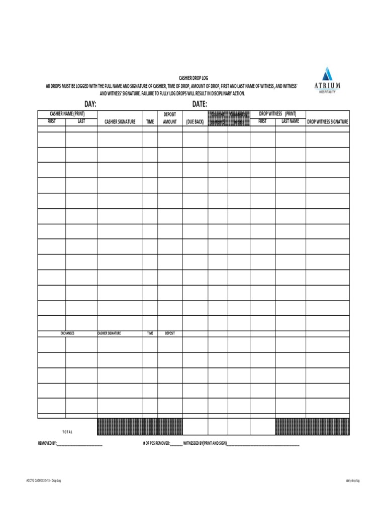Acctg Cash003 515 Drop Log