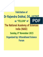 DR Rajendra Dobhal, DG, UCOST: The National Academy of Sciences India (NASI)