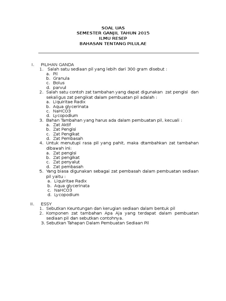 13+ Soal Pilihan Ganda Suppositoria Dan Gif Unduh File Guru