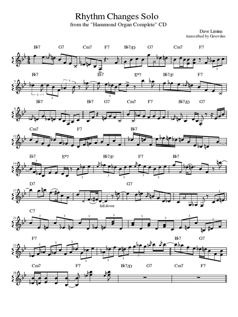 Dave Limina Rhythm Changes Solo PDF