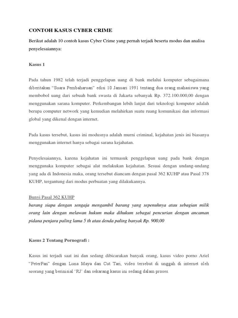 Contoh Kasus Cyber Crime 1 Pdf