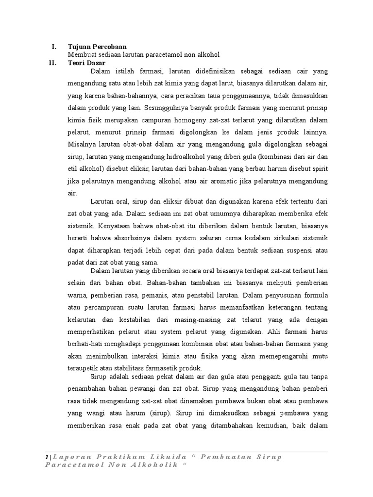 I. Tujuan Percobaan II. Teori Dasar: Laporan Praktikum Likuida