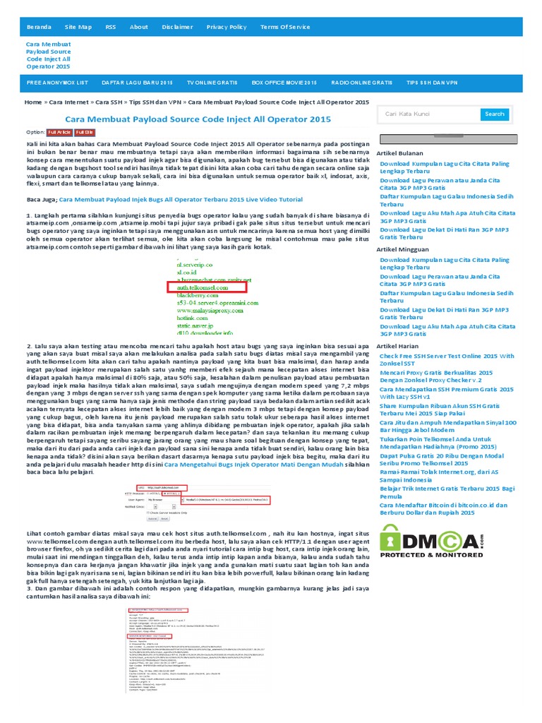 Cara Membuat Payload Source Code Inject All Operator | PDF