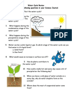 Water Cycle Review Answer The Following Questions in Your Science Journal