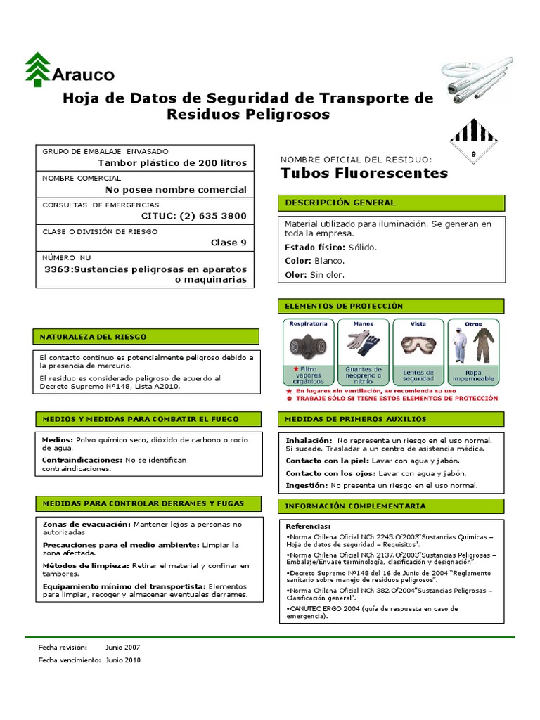 Hds Res Tubos Fluorescentes 2007 PDF