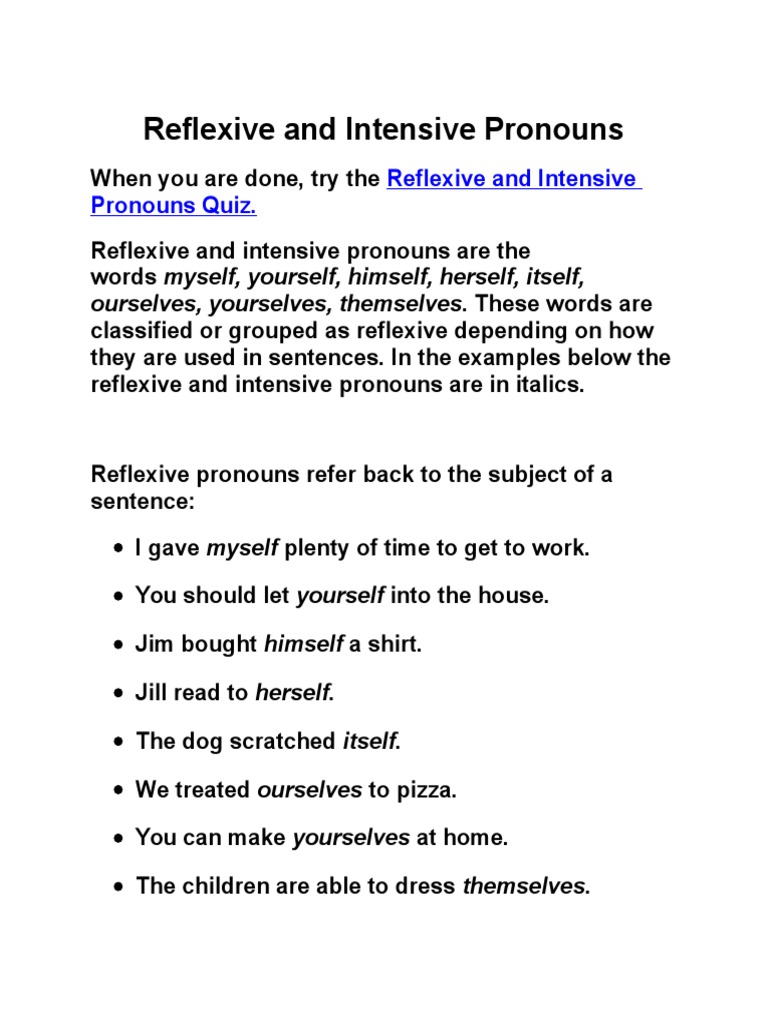 Worksheets Reflexive And Intensive Pronouns Worksheet reflexive and intensive pronouns pronoun rules