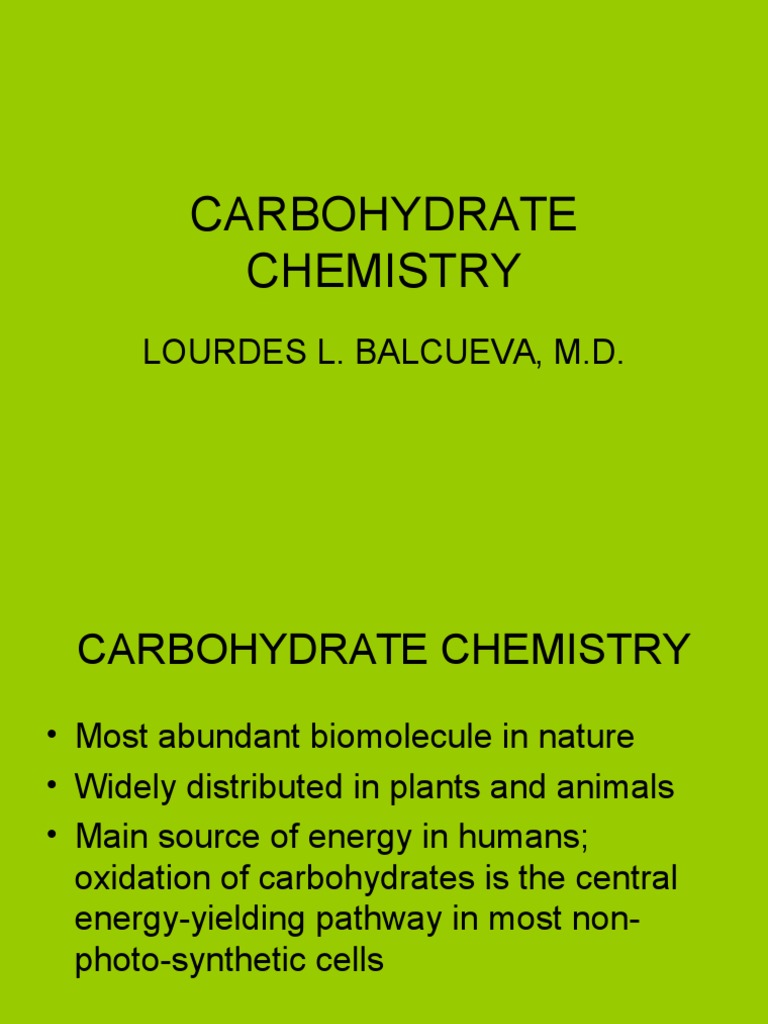 Carbohydrate Chemistry Overview | PDF | Carbohydrates | Glucose