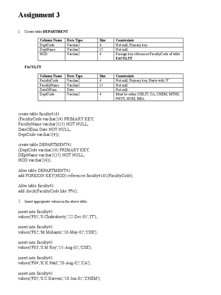 Database Table Creation and Queries | PDF | Software Design | Computer ...