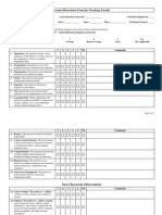 Observation Form For Classroom Faculty