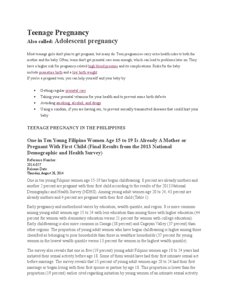 Teenage Pregnancy PDF Teenage Pregnancy Pregnancy