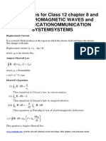 Physics Notes For Class 12 Chapter 8 and 15 Electromagnetic Waves and Communicationommunication Systemsystems