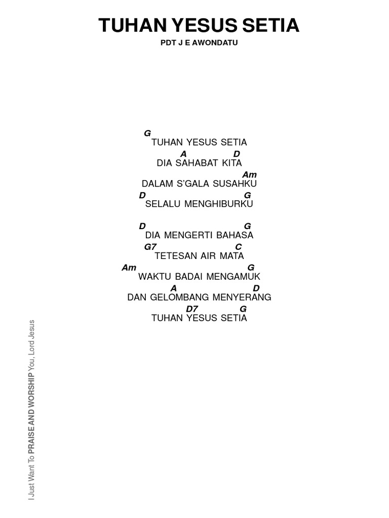 Tuhan Yesus Setia Chord