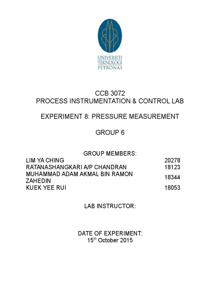 Pressure Measurement Lab Report | PDF | Pressure Measurement | Calibration