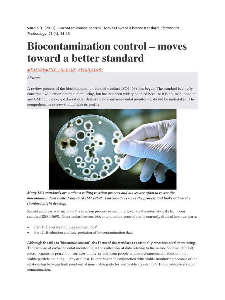 Biocontamination Control | PDF | Environmental Monitoring | Business