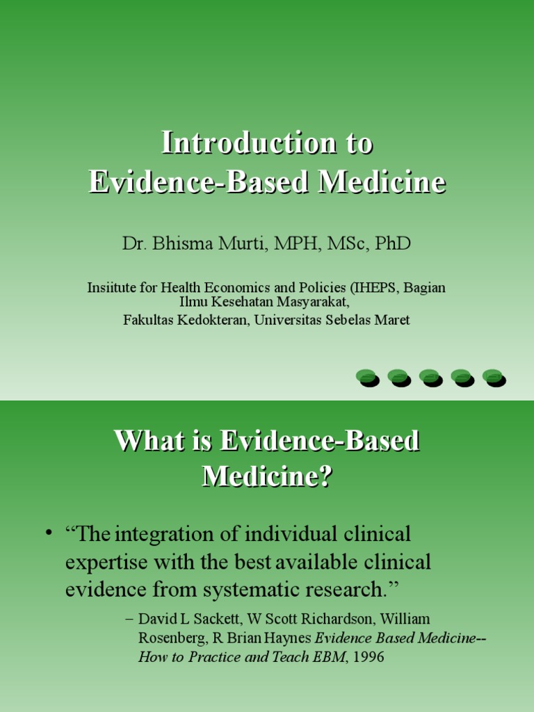 Introduction To EvidenceBased Medicine PDF Evidence Based Medicine