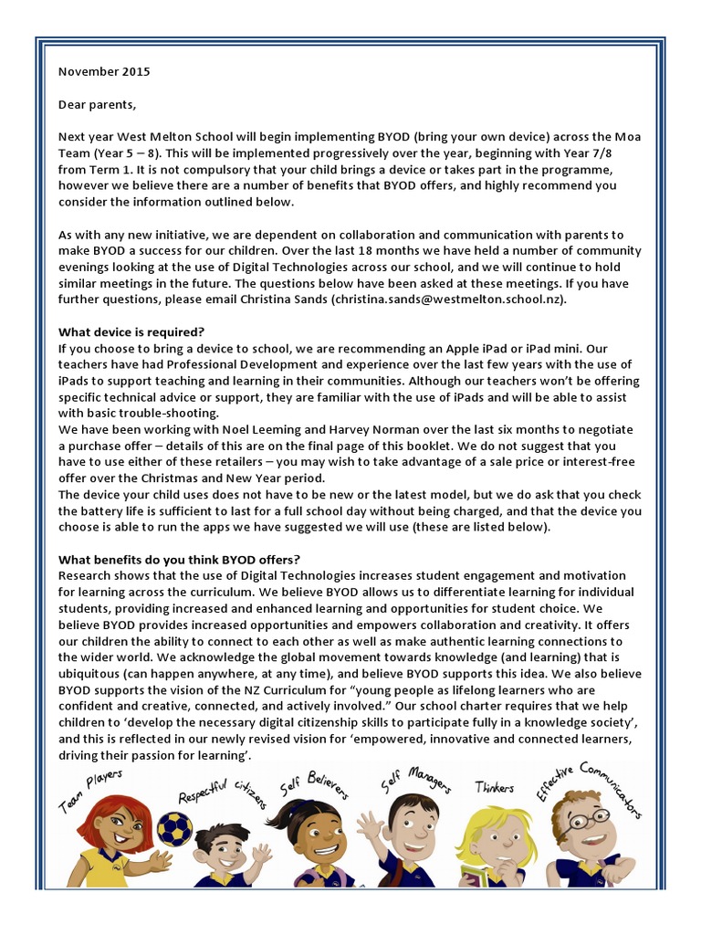Byod Letter | PDF | I Pad | Curriculum