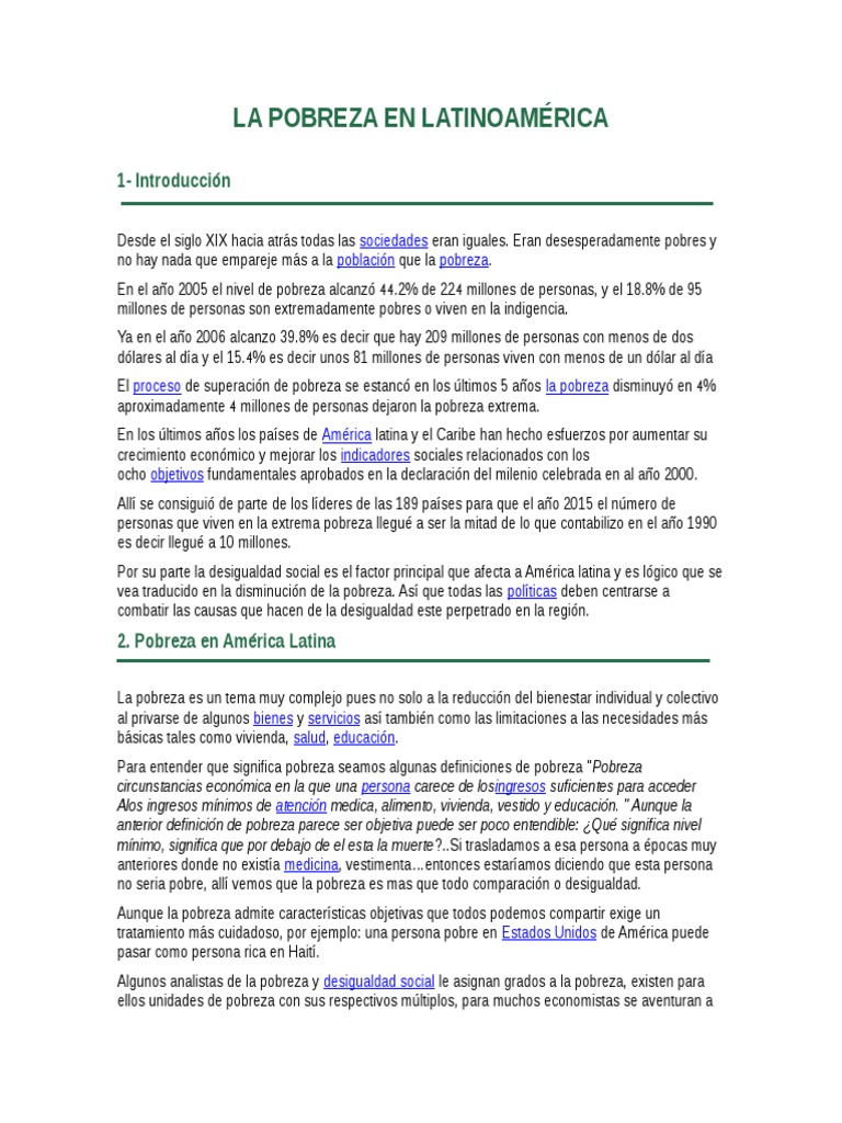 Pobreza en América Latina: Desafíos y Datos | PDF | Pobreza | Pobreza e ...