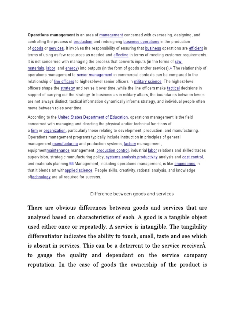 Operations Management Essentials | PDF | Industries | Production And ...