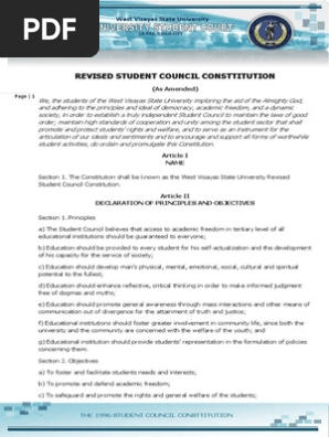 The 1996 Student Council Consttitution
