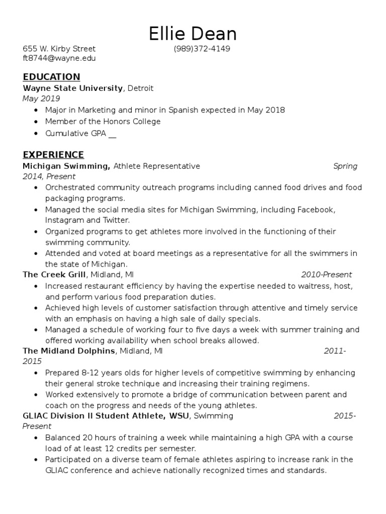Marketing Major with Diverse Experience | PDF