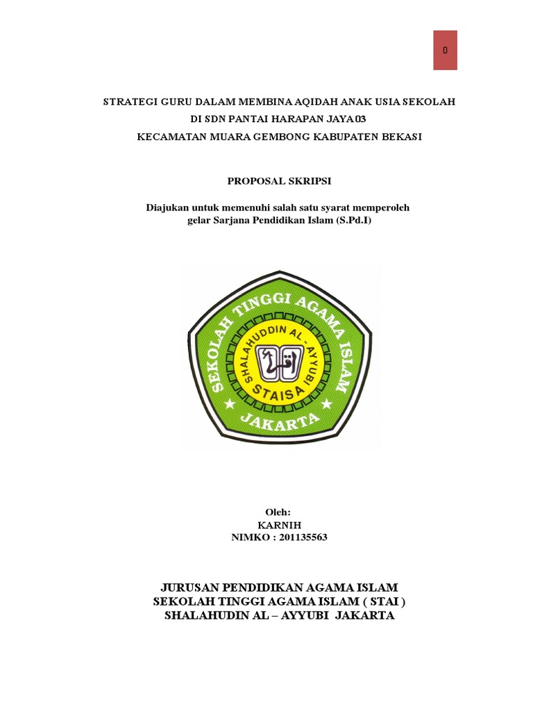 Contoh Proposal Skripsi Pai  PDF